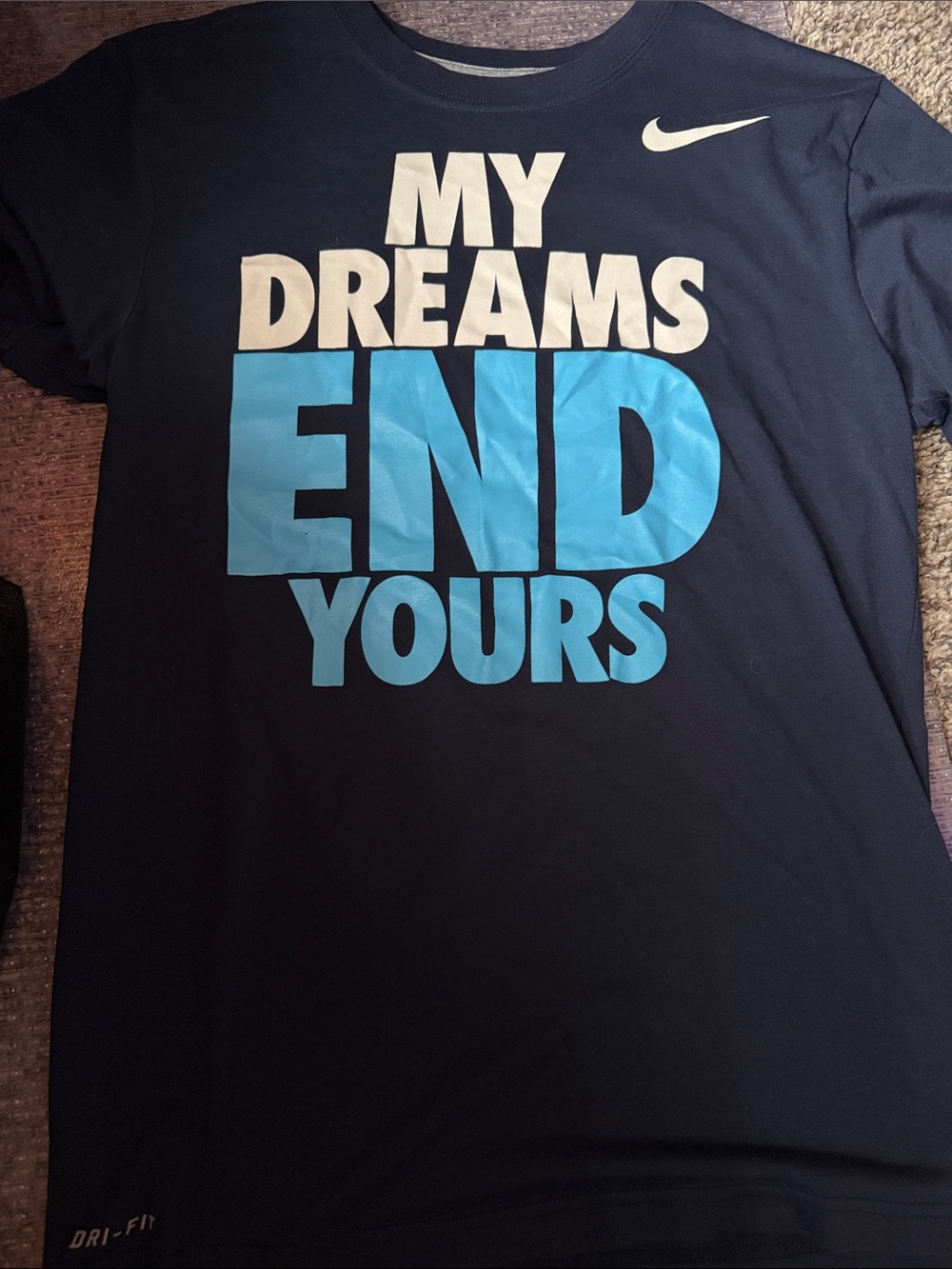 Nike Mens Navy Dri-FIT 'My Dreams End Yours' Graphic Tee